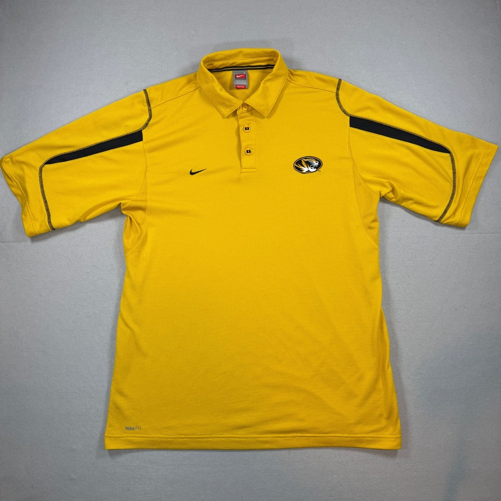 Nike Missouri Tigers Mizzou Polo Shirt Mens Large Yellow NCAA Golf Athletic